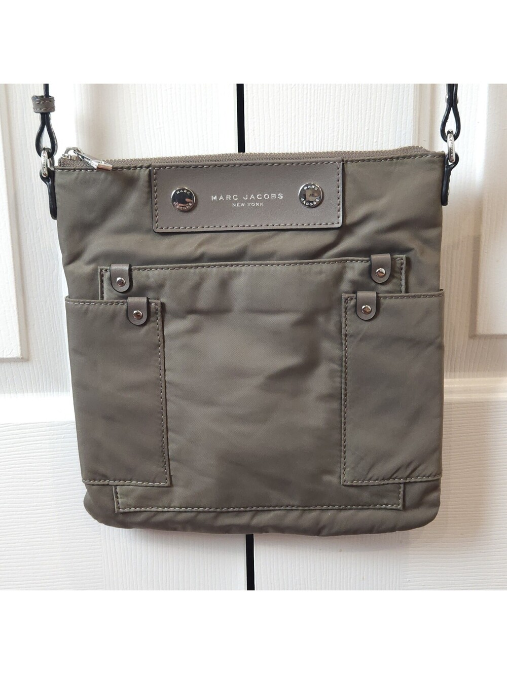 Marc by Marc Jacobs Crossbody Bag Gray Shiitake Slim Purse Nylon Logo